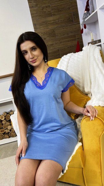 Ночная рубашка кулир голубая (сетево) 234114648 фото