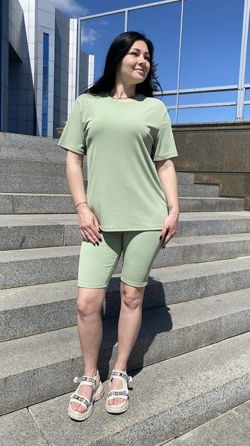 Костюм футболка треси рубчик оливка 27824648 фото